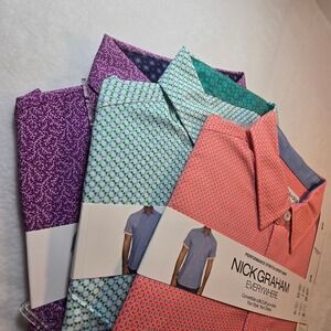 Nick Graham Sport Shirt Stretch Casual Short Sleeve Button Up Size S LOT OF‎ 3